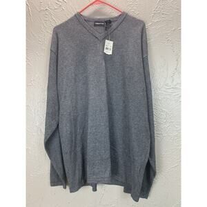 NWT Claiborne Gray V-Neck Pullover Lightweight‎ Long Sleeve Sweater Size XL